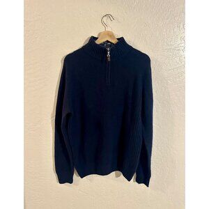 Daniele Blasi Made in Italy Navy Blue Wool Zip Up Sweater